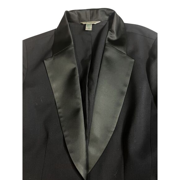 Austin Reed Wool Tuxedo Blazer Shawl Lapel Black Formal Jacket Size 14 - Picture 4 of 10